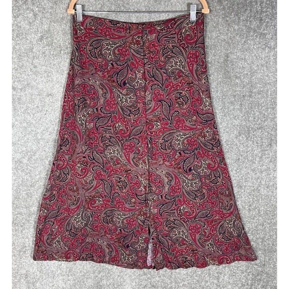 Vintage American Collection Red‎ Paisley Button Front Maxi Skirt Womens Size 14 - Picture 1 of 7